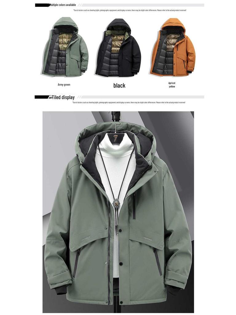 Herren Winterjacke in Übergröße, 90% weiße Entendaune, High-End, Dick, Warm, Oberbekleidung M-8XL