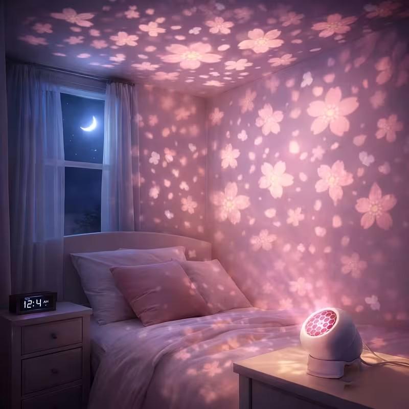 Cherry Blossom Projector Light With Romantic Pink Soft Glow Perfect For Bedroom Decor Date Nights Birthday Parties