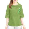 ZANZEA Women Summer O-neck Casual 3/4 Sleeve Floral Embroidery Blouse