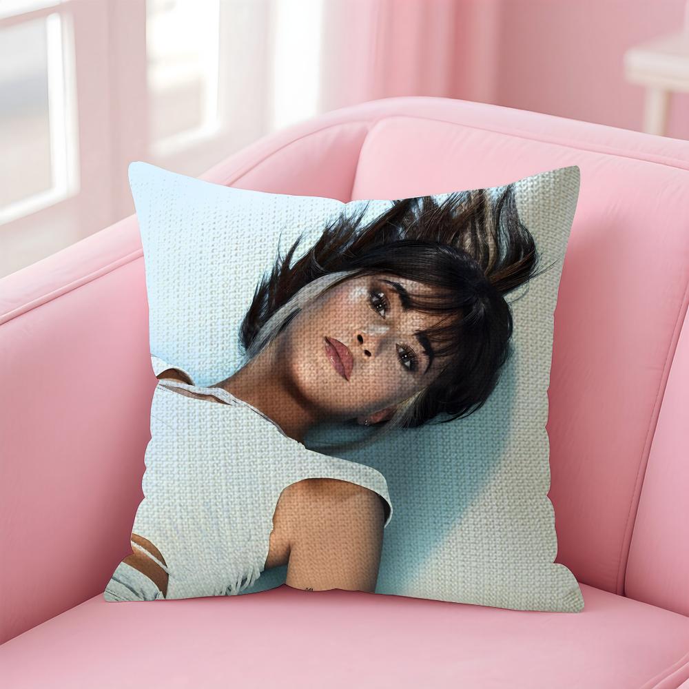 A-Aitana Ocanaa Singer Cushion Cover Natural Linen Pillow Case Double-Sided Print Decorative Sofa Pillowcase Home Decor Gift