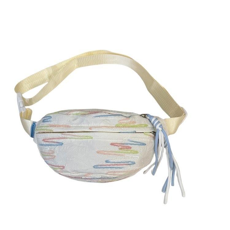 Chic Simple Design Womens Sling Bag With Unique Plaid Pattern For Casual Adventures белый