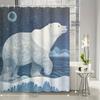 1pc Polar Theme Arctic Bear Winter Decoration Bohemian Art Pattern Snowflake Snow Scene Printed Shower Curtain, Decorative