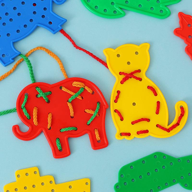Tierische Schnürperlen für Kinder, Lernspielzeug zur Förderung der Feinmotorik