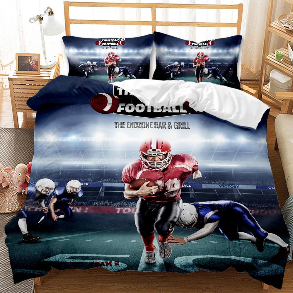 Comforter Football Soccer Goal Soft Bedding Set Sports Competitive Theme 2/3Pcs Full Queen King Size