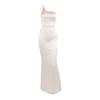 New Backless Dress, European and American Sexy Women's Clothing Slanted Shoulder Satin Hip Wrap Fishtail Dress Dress