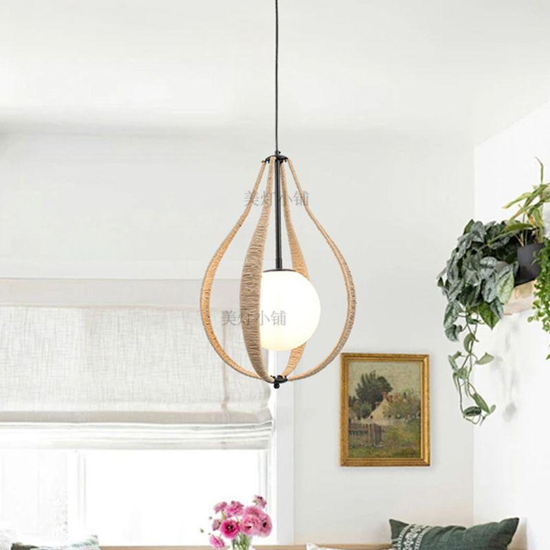 New American Country Handmade Rope Pendant Light Industrial Style Dining Room Bedroom Study Lamp