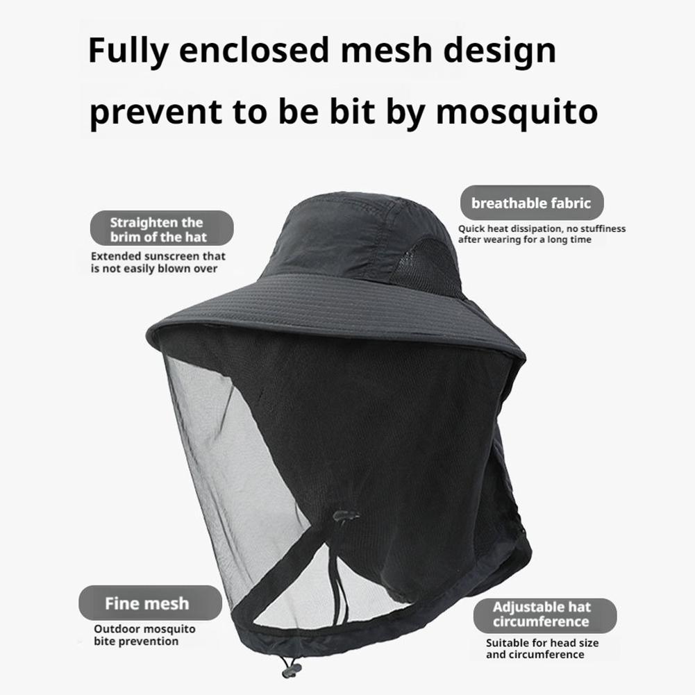 Summer Insect Proof Cap Mosquito Hat Unisex Face Neck Protection Bucket Hat Outdoor Fishing Jungle Farm Fishing Sun Hat