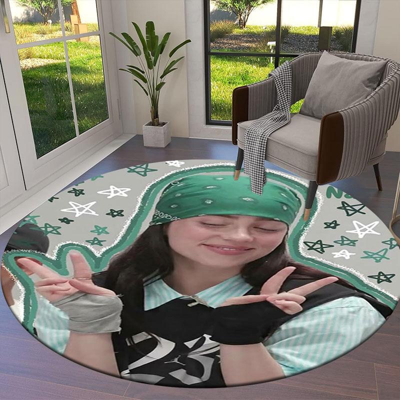 Billie Eilish Custom Name Round Area Rug,Carpet Rug for Living Room Bedroom Sofa Playroom Decor,Non-slip Floor Mat