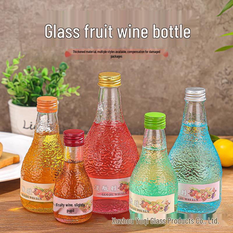In-Stock Orange Peel Texture Wine Glass Bottle for Home Brewing - Small Sealed Bottle for Fruit, Plum, Red Wine.