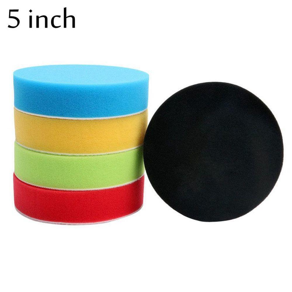 5Pcs 3/4/5/6/7" Hot Auto Flat Buffing Sponge Polishing Foam Polish Kit Car Polisher Pad