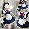 AOTYP Dienstmädchen Kostüm mit Süßem Lolita Alice Idol Gothic Dienstmädchen Café Größe 3XL Strumpfhosen, Uniform, Anime, Kleid, Spitze, Kostüm, Lolita, Damen, Kostüm, Marineblau,