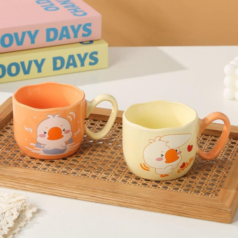 Creative Cute Goose Ceramic Cup High Value Mug with Handle Cup Cartoon Animal Student Drinking Water Cup