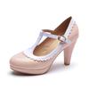 Fashion Spring Vintage T Strap Mary Janes Shoes For Women Blue Patent Leather Platform Pumps Female Ladies Footwear Sandalias De Mujer