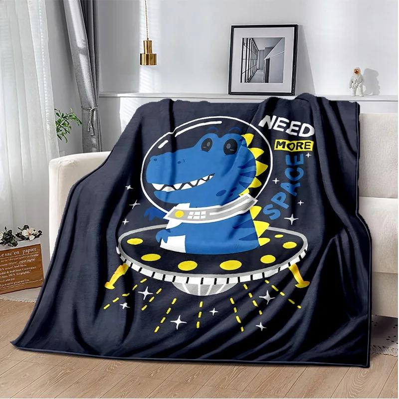Desenho animado dinossauro espaço fofo dinossauro crianças cobertor de pelúcia macio, cobertor de flanela cobertor para sala de estar quarto cama sofá crianças