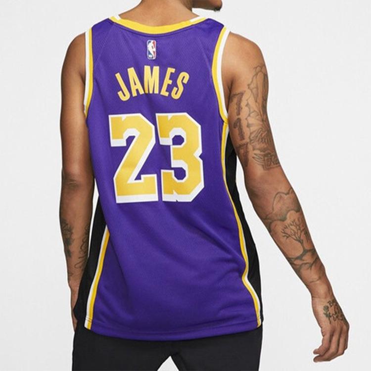 Nike NBA Lakers LeBron James 23 Fan Edition Pullover Crew Neck Jersey Men Sportswear Purple AA7097-514