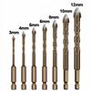 Set of spiral drill bits for glass, tiles, ceramics, 7 pcs., 3-12 mm