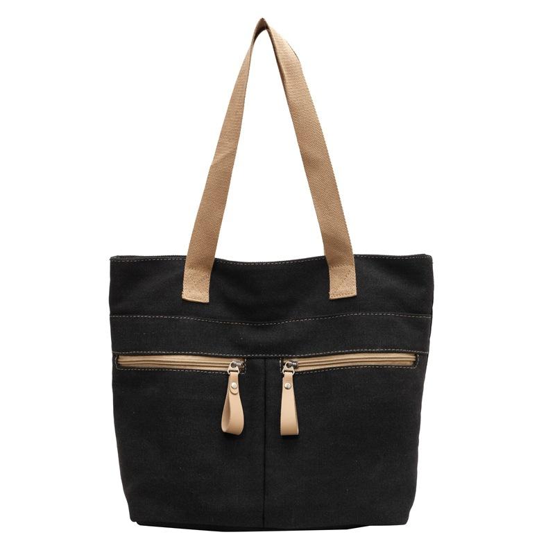 

Женская холщовая сумка большой емкости, сумка на плечо, портативная большая сумка чёрный
