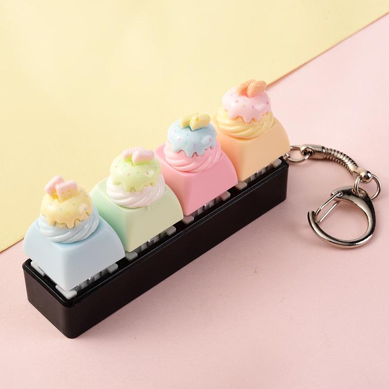 Cartoon Bread Button Squeeze Toy Keychain: Stress Relief and Distraction Gadget