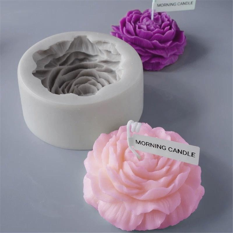 Large Peony Silicone Candle Mold Homemade Aromatherapy Gypsum Handmade Soap Resin Epoxy Ice Quick Baking Mould Home Decor Gifts