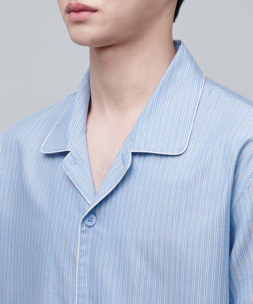 [Musinsa Standard] Cotton Tencel Half Pajama Set [Sky Blue Stripe] [Shipped from Korea] 100% Authentic