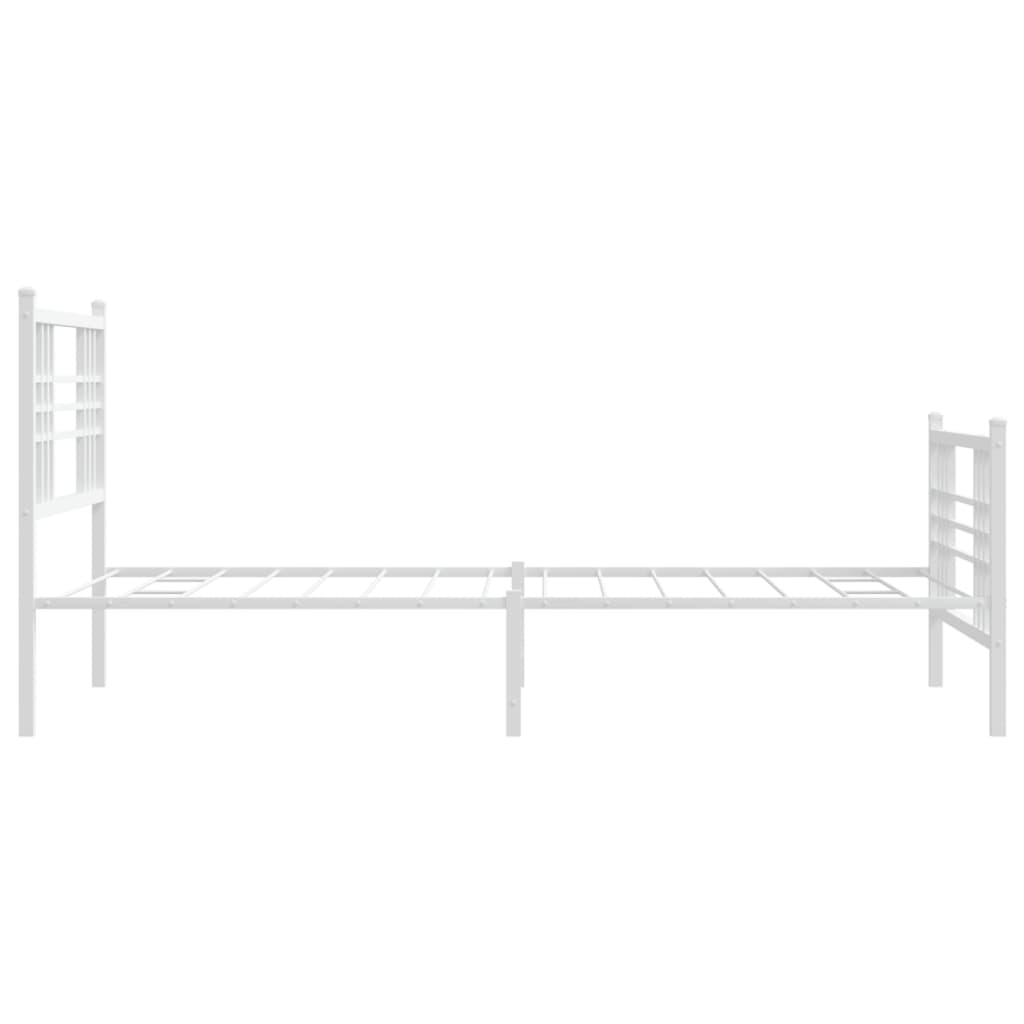 Metal Bed Frame with Headboard and Footboard White 90x190 cm