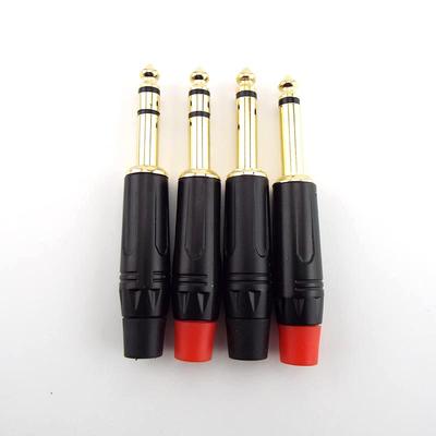 2-polige mono-/3-polige stereo-aansluiting 6,35 mm vergulde 6,5 mm 1/4 inch-stekker audio-microfoonkabelconnector