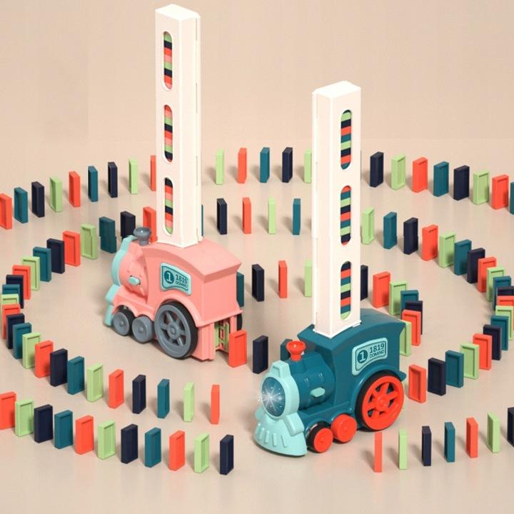 Kolejka Domino Pociąg Lokomotywa Układająca Klocki Muzyka Antystresowe