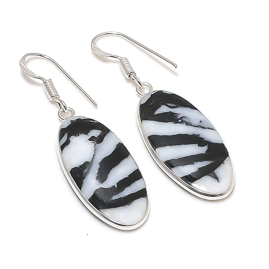 Natural Buffalo Jasper Gemstone 925 Sterling Silver Jewelry Earring 1.85  AE-12272