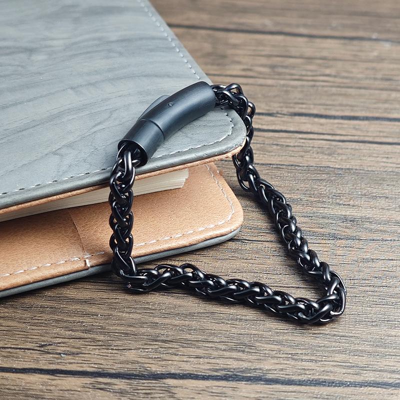 6mm Stainless Steel Black Chain Bracelet for Women Men Fashion Bride Bangle Trendy Wedding Party Couple Jewelry Birthday Gift