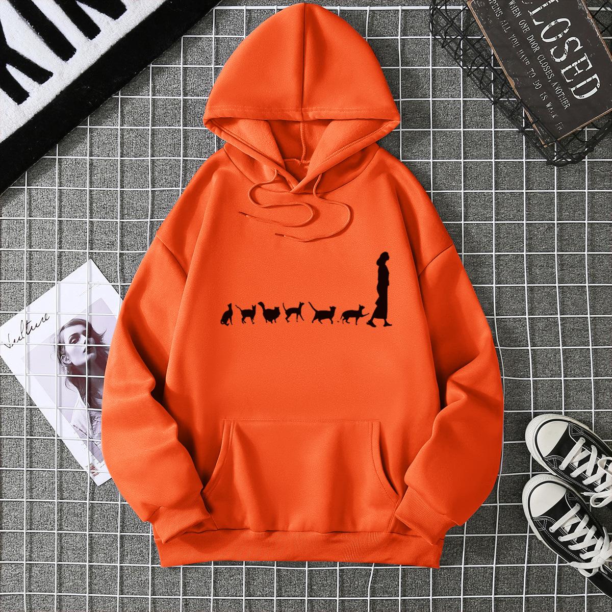 Печатная новая осенне-зимняя толстовка с капюшоном 7027 3XL оранжевый 1290₽