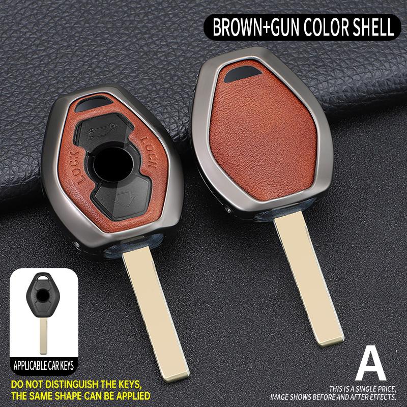 Zinc Alloy +Leather Car Key Case Cover for BMW 3 5 7 Series X5 E53 X3 F83 E46 E39 E38 E60 E63 E61 E64 330i Z3 Z4 E85 E86 M5 325i
