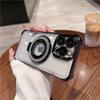 For iPhone 16E 16 Pro Max Luxury Flash Holder Stand Plating Frame Phone Case For iPhone 11 12 13 14 15Plus Lens Protective Cover
