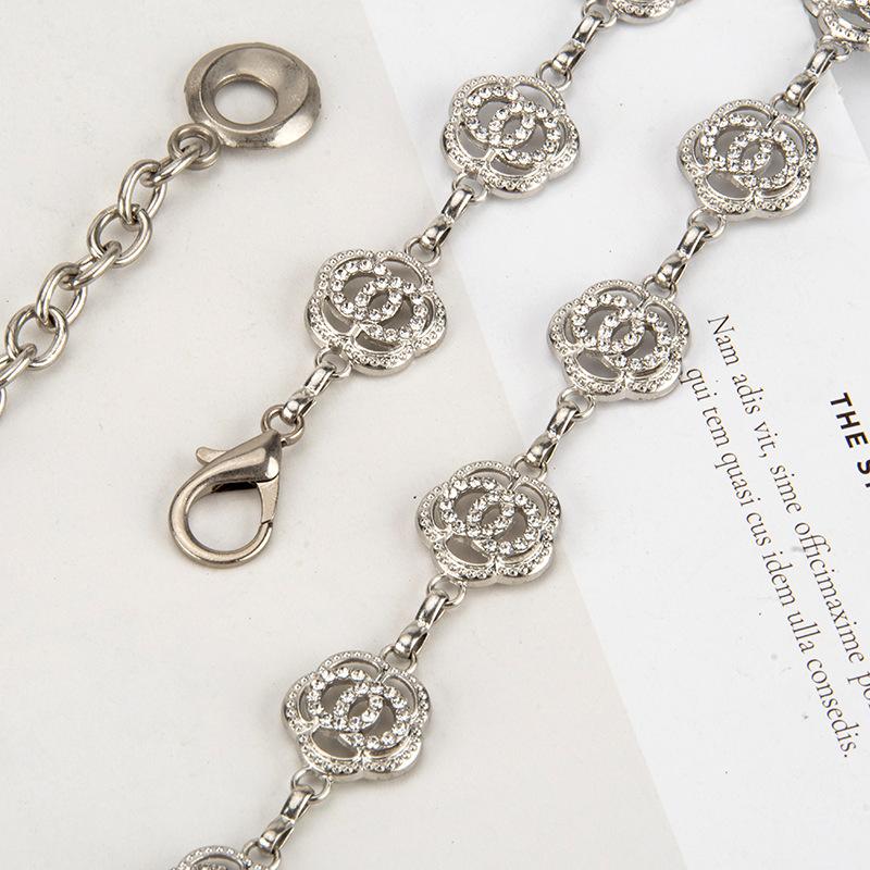 Bohemian Retro Style Rose Decorative Metal Waist Chain Women Rhinestone Dress Accessories Belt Temperament Women