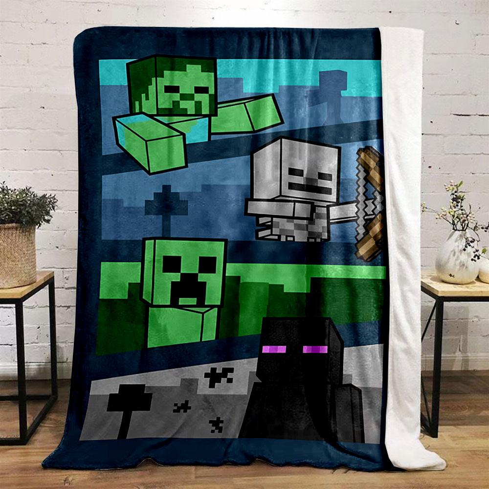Minecraft Zombies Skeletons Endermen Blanket Bedroom Blanket for Livingroom Couch Lunch Break Soft Throw for Friend's Festival Gift
