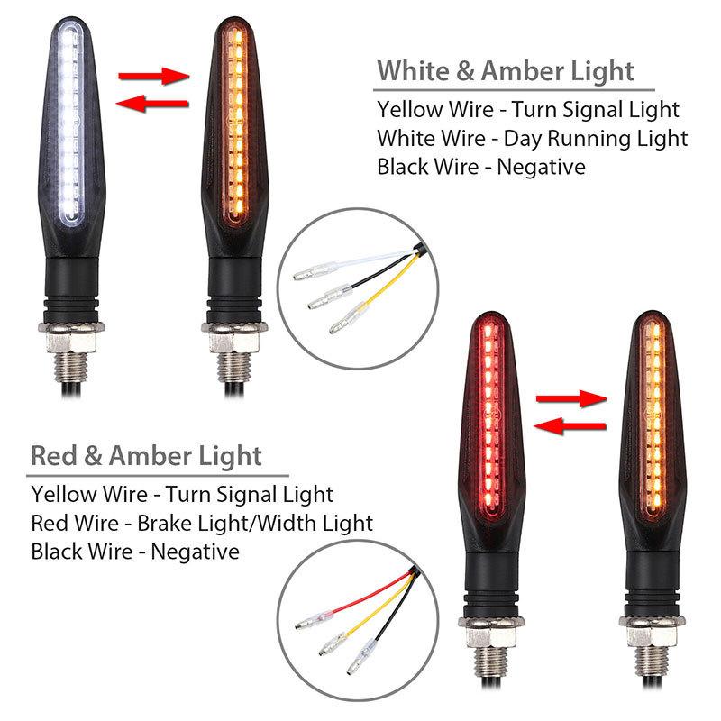 New Motorcycle 24LEDs High Bright Amber Turn Signal Indicator Light Front Rear White Day Running Light Flowing Red Brake Lamps