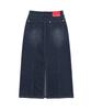 AMES-WORLDWIDE Curved Line Denim Long Skirt Blue