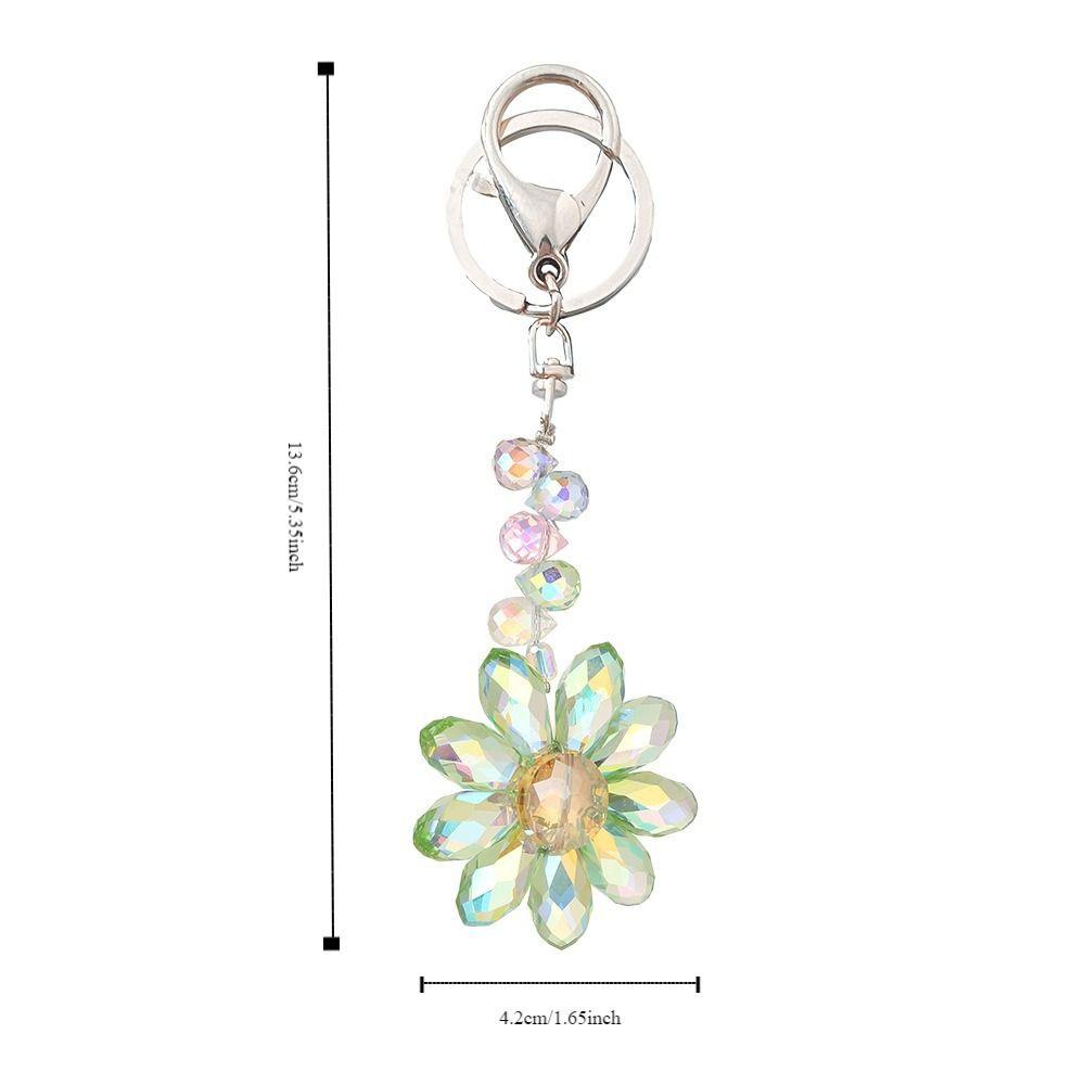Sun Catcher Crystal Pendant Sunflower Car Keyring Creative Rhinestone Flower Keychain  Bag Charm