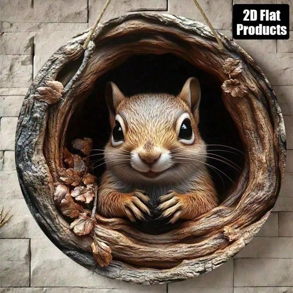 Metal Wall Art Squirrel with Nut Kitchen Decor Metal Poster Squirrel Holding Nut Home Decoration Squirrel Nut Metal Tin Sign for Kitchen Wall