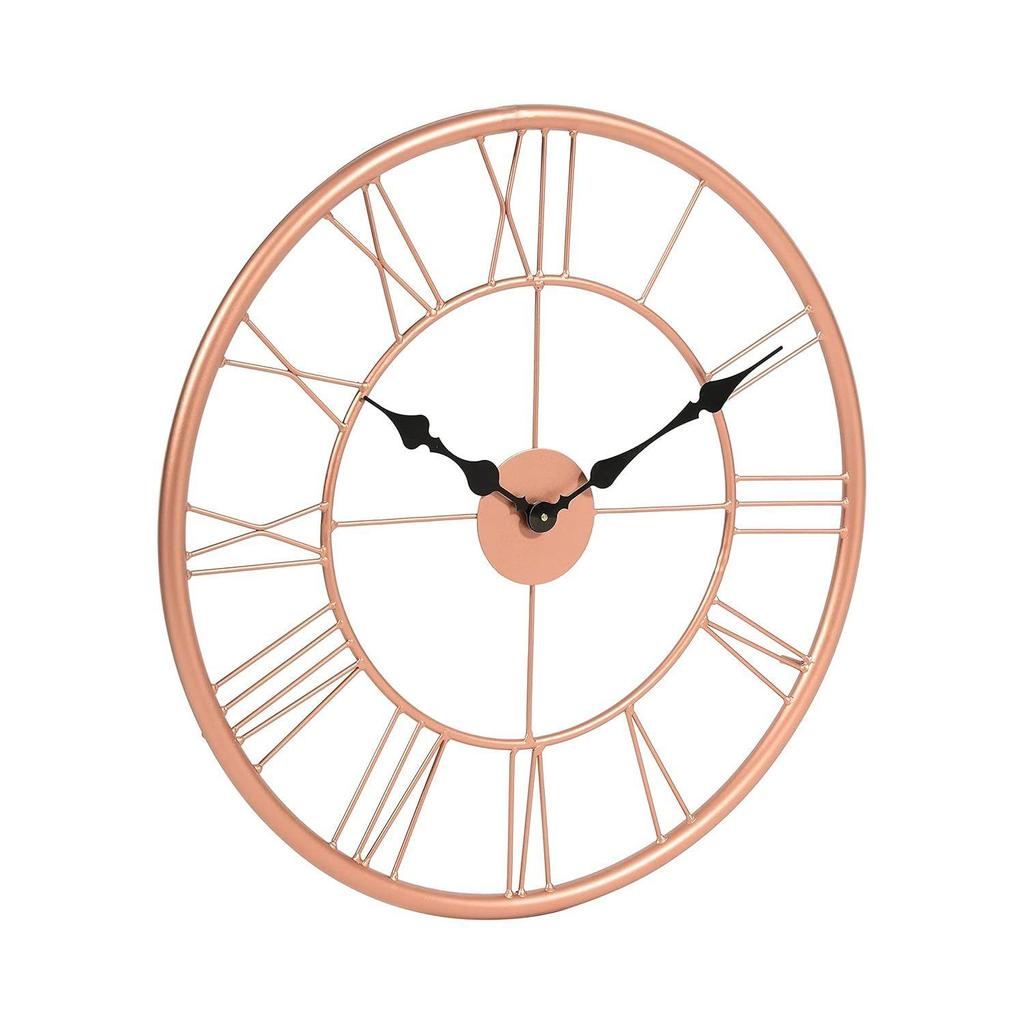 Round Decorative Wall Clock Roman Numeral Vintage Rustic Style Modern Transparent Home Décor Watch Ideal for Living Room Home Office Analog Iron Clock