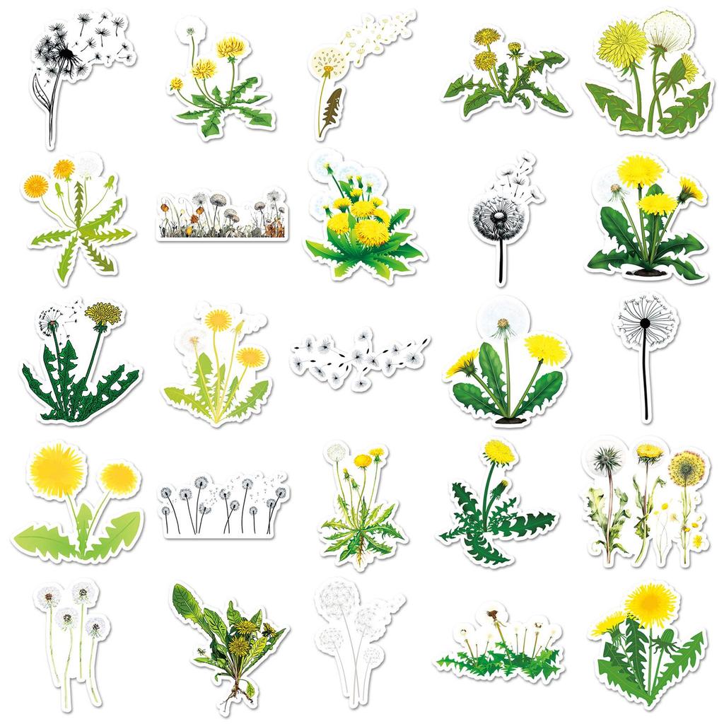 50 Pusteblumen INS-Stil Aufkleber zur DIY-Dekoration: Tablets, Journale, Notizbücher und Karten.