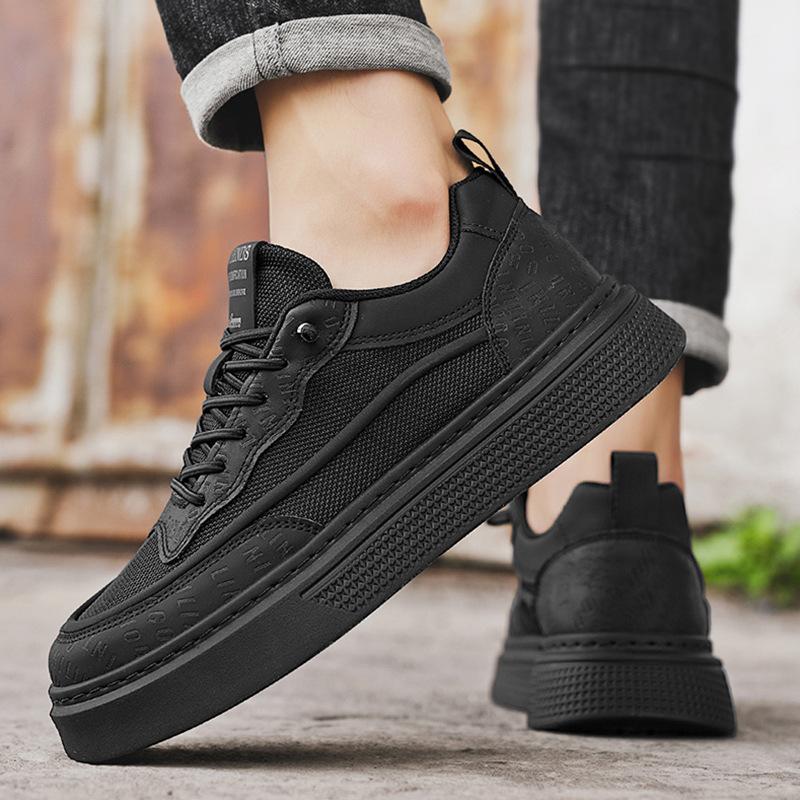 Men's shoes summer new men's breathable deodorant black board shoes thin board shoes non-slip heightening casual shoes