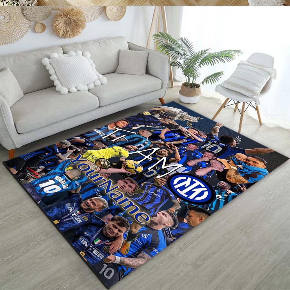 Inter Milan Personalized Text Area Rug Perfect for Dining Room Entryway Bedrooms Hallway Antislip Carpet Decorate Offices