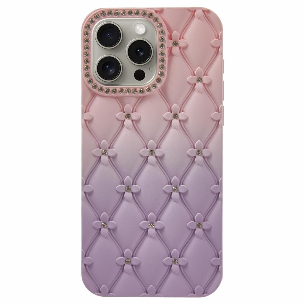 For iPhone 14 Pro Case Rhinestone Decor Rubberized TPU Phone Cover