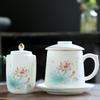 Chaxun Lotus White Porcelain Tea Cup Set with Tea Caddy