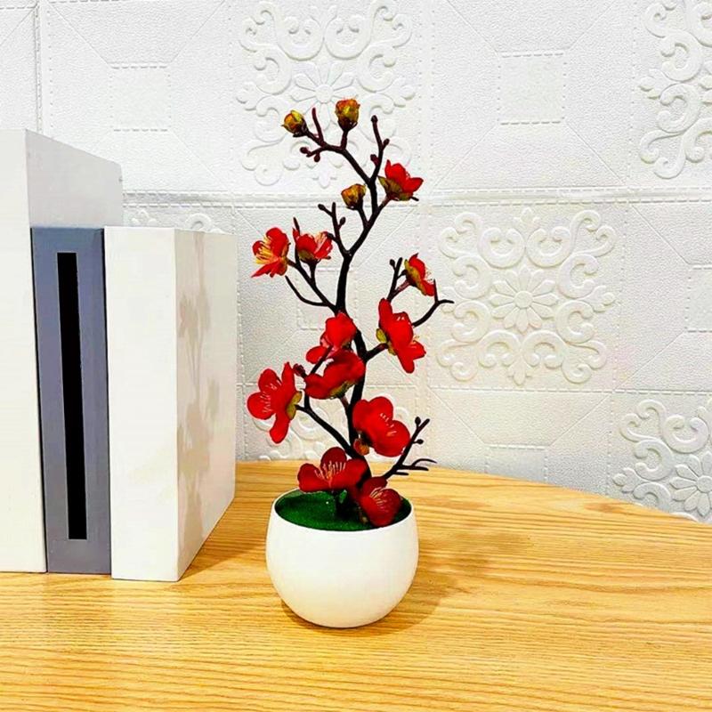 Artificial Potted Flower Tree Faux Foliage Plant for Living Room Office Decoration