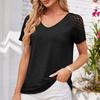 Spring and Summer Patchwork Mesh Short Sleeved Top Solid Color Casual Loose Women's T-shirts