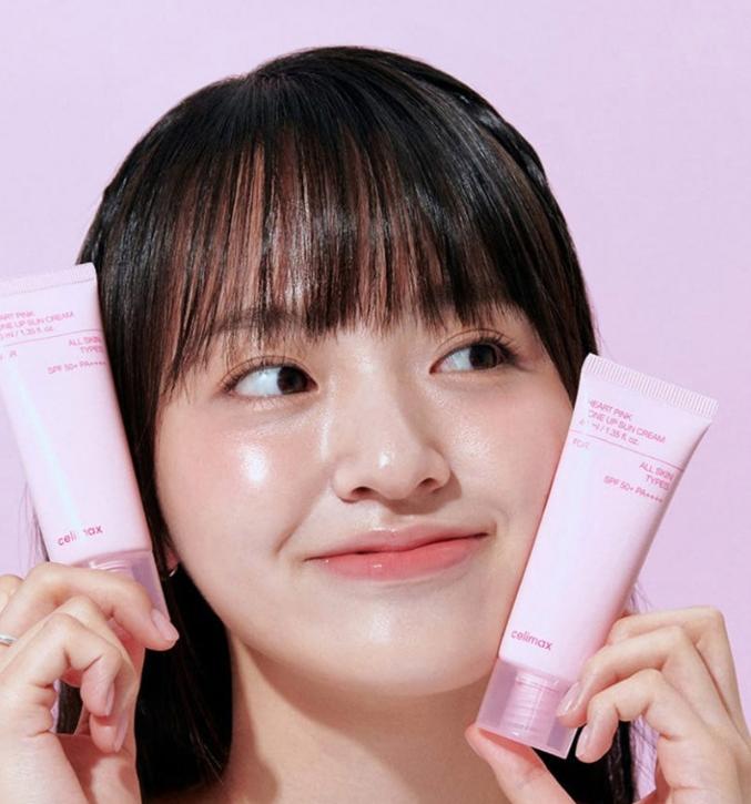 CELIMAX Crème Solaire Teintée Rose Heart SPF50+ PA++++ 40ml – Protection UV Éclaircissante