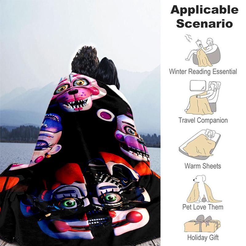 1pc Blanket Five Nights at Freddy's2 Print Design, Lightweight Blanket for Sofa, Bed- Soft &Warm, Gift for All Seasons like Christmas, Halloween