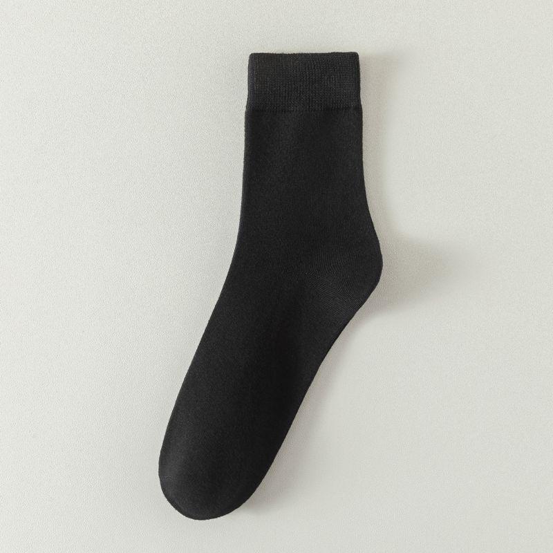 Men's Mid-Tube Solid Color Socks - Black Deodorant, Sweat-Absorbent, Business Casual for All Seasons