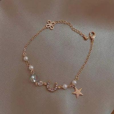 Exquisite Bracelets For Women Star Moon Zircon Pearl Bracelet Simple